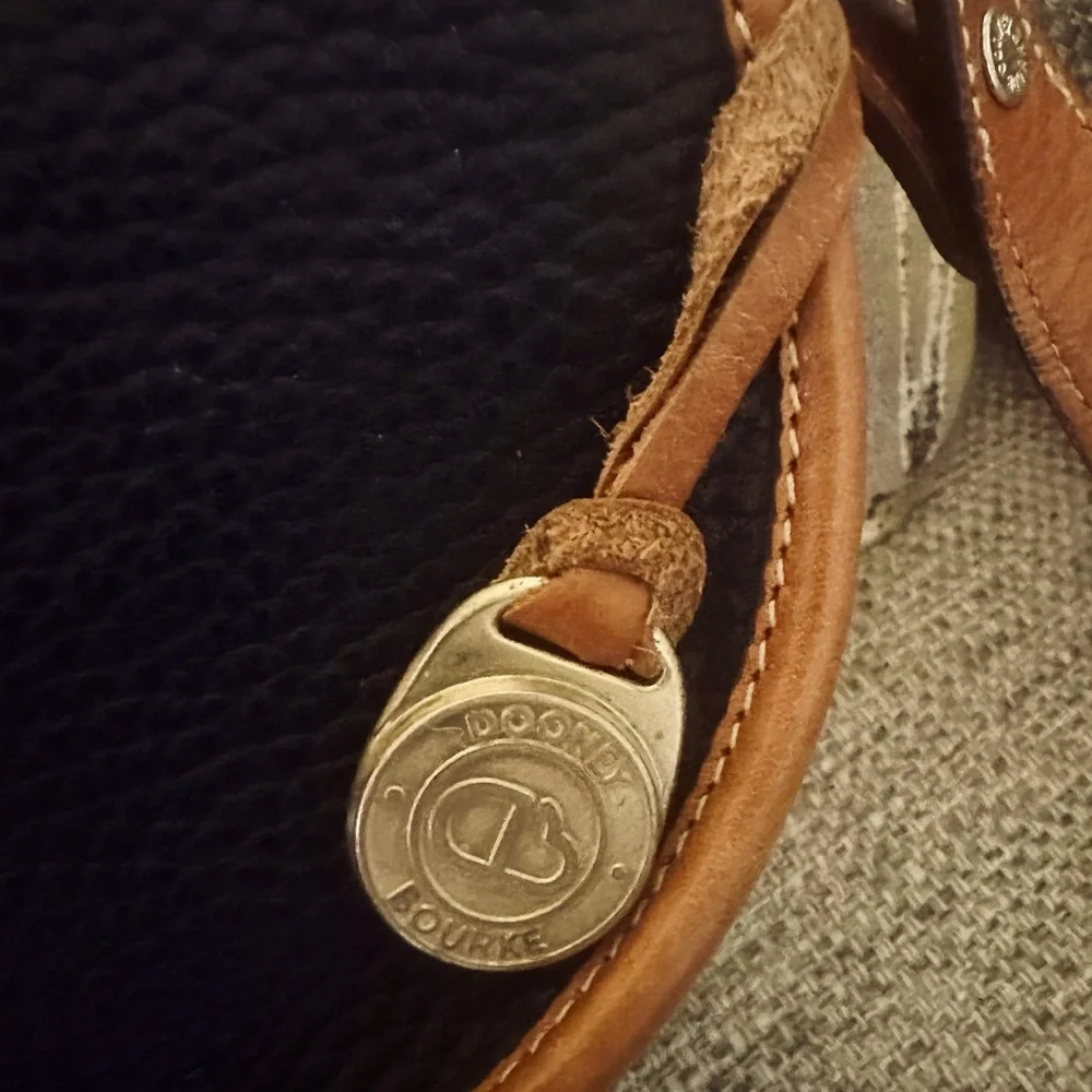 Dooney & Bourke 1980's  Cavalry Trooper  Black -Tan | DB Horseshoe Strap Tabs
